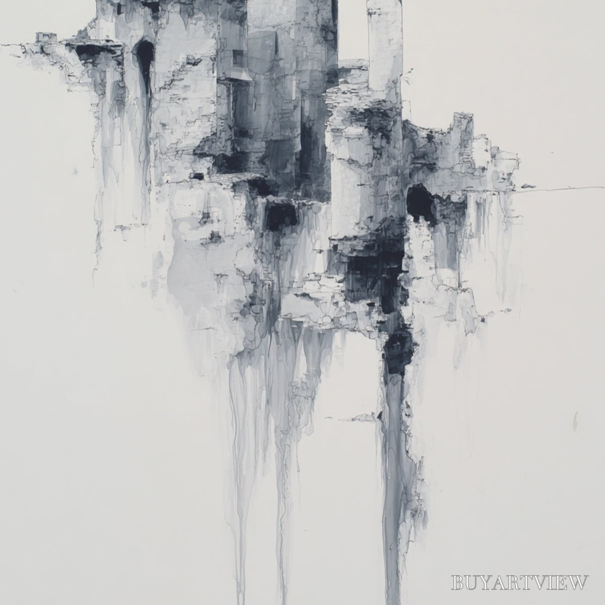 ARTOVITAS Ethereal Citadel – Minimalist Monochrome Architectural Painting - image 5