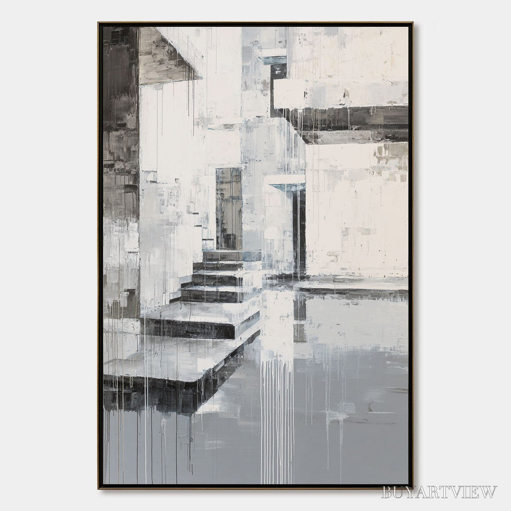 ARTOVITAS Echoes in Concrete – Monochrome Abstract Architectural Painting - image 1