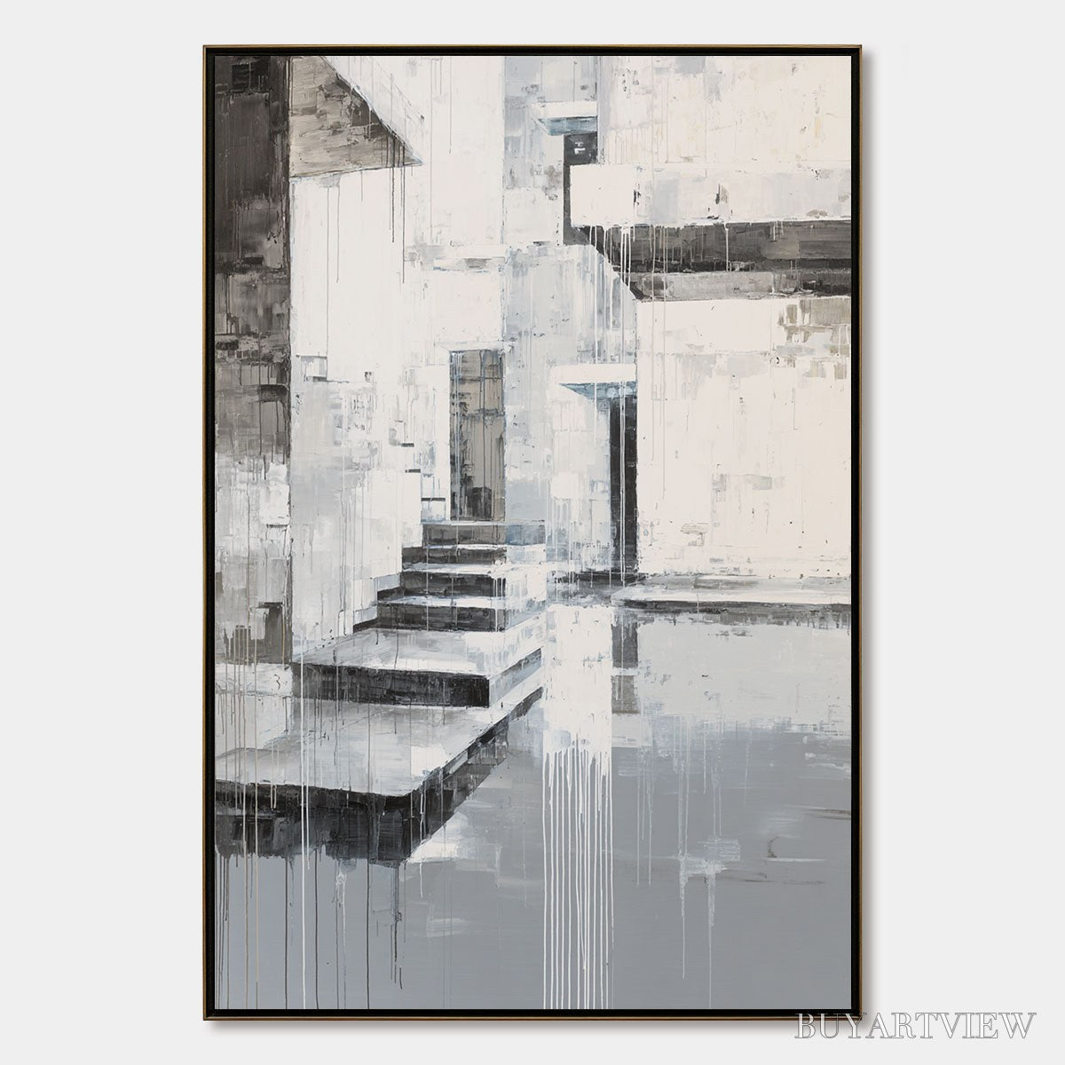 ARTOVITAS Echoes in Concrete – Monochrome Abstract Architectural Painting - image 1