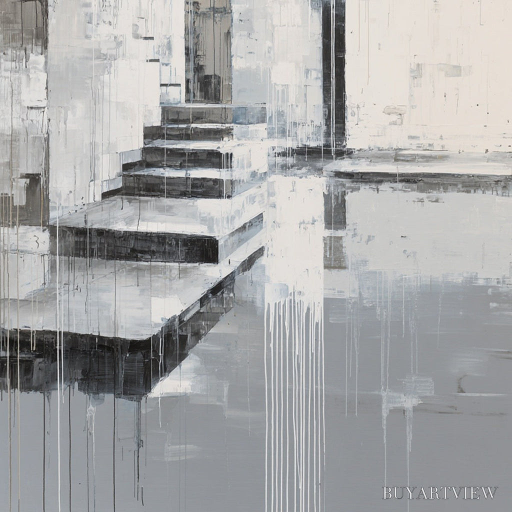 ARTOVITAS Echoes in Concrete – Monochrome Abstract Architectural Painting - image 3