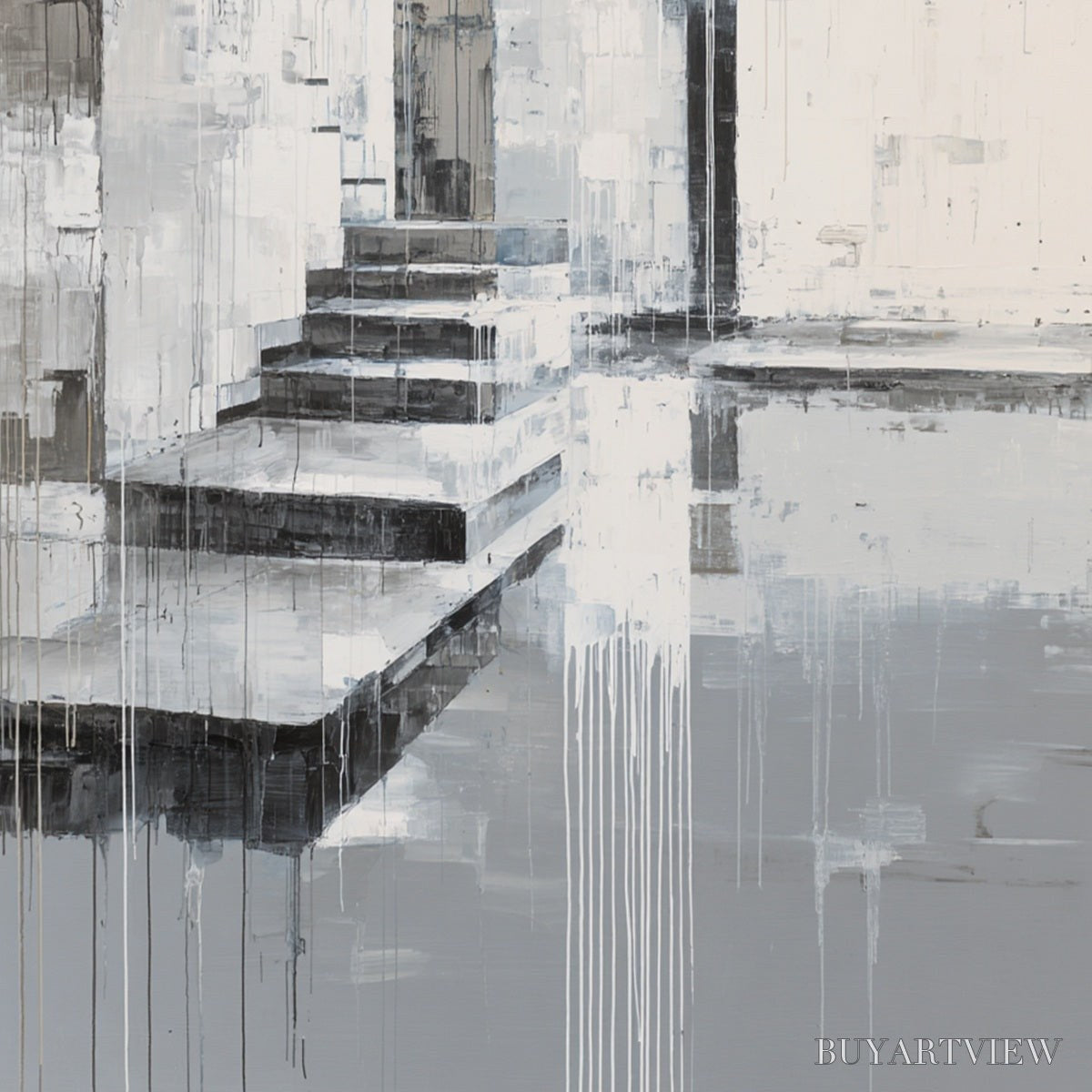 ARTOVITAS Echoes in Concrete – Monochrome Abstract Architectural Painting - image 3