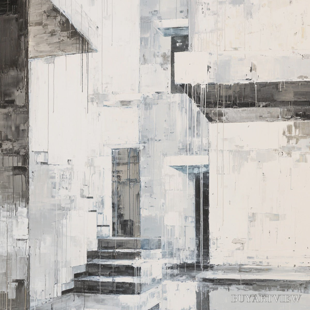 ARTOVITAS Echoes in Concrete – Monochrome Abstract Architectural Painting - image 5