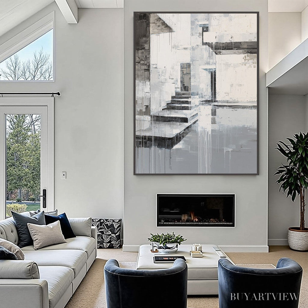 ARTOVITAS Echoes in Concrete – Monochrome Abstract Architectural Painting - image 6