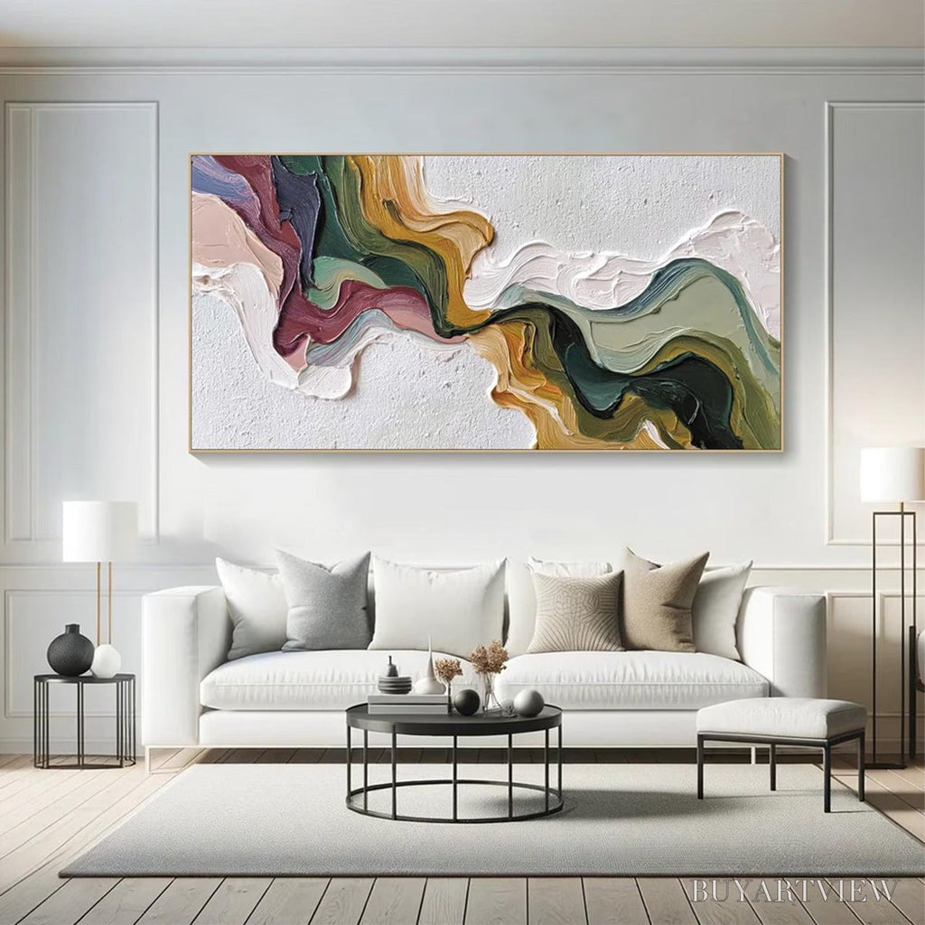 ARTOVITAS Terra Flow – Textured Abstract Earth Tone Panoramic Painting - image 2