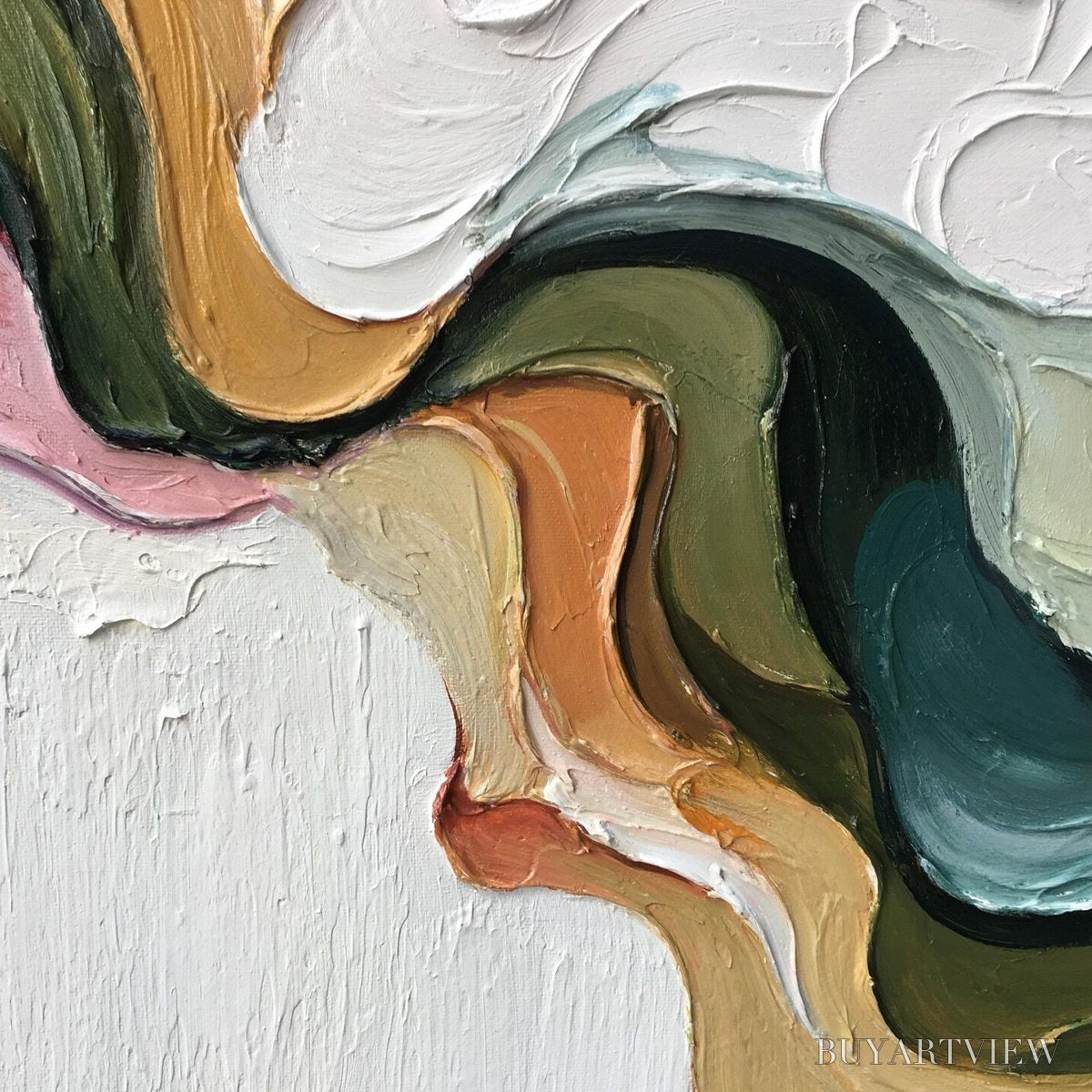 ARTOVITAS Terra Flow – Textured Abstract Earth Tone Panoramic Painting - image 3
