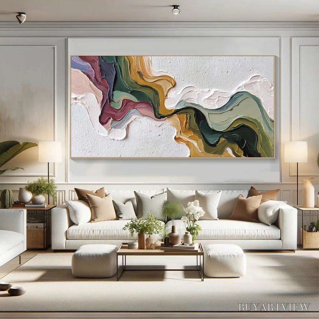 ARTOVITAS Terra Flow – Textured Abstract Earth Tone Panoramic Painting - image 6