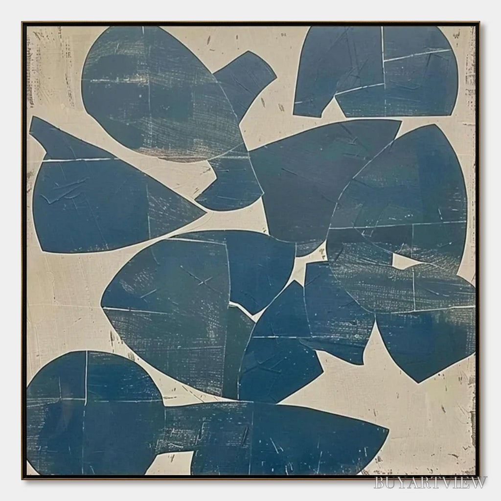 ARTOVITAS Assemblage – Minimalist Blue and Beige Abstract Painting - image 1