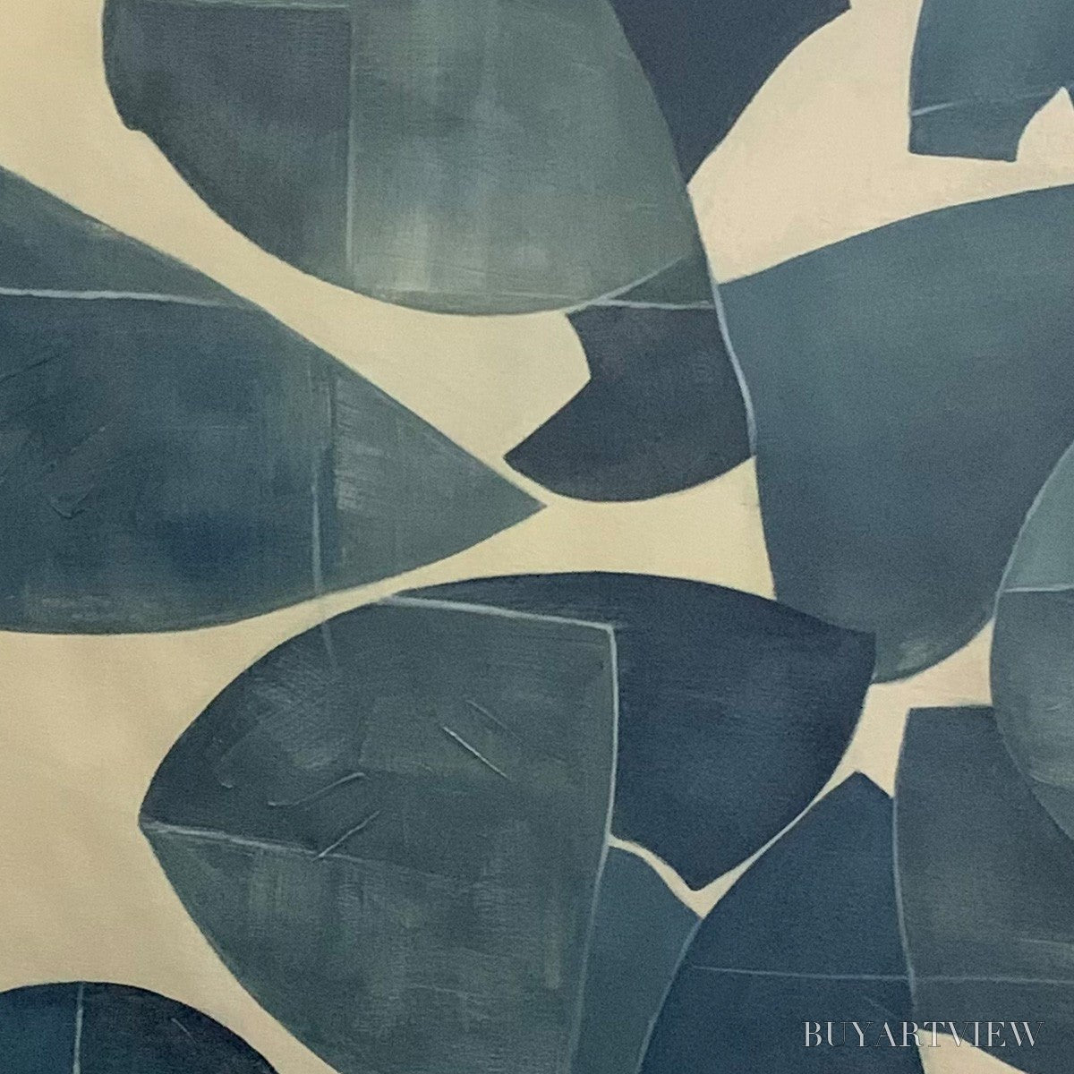 ARTOVITAS Assemblage – Minimalist Blue and Beige Abstract Painting - image 3