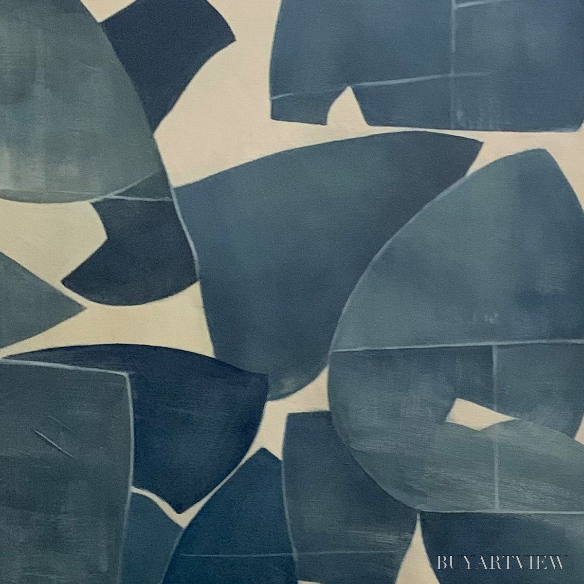 ARTOVITAS Assemblage – Minimalist Blue and Beige Abstract Painting - image 6