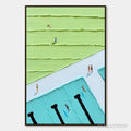 ARTOVITAS Aqua Promenade – Minimalist Poolside Cityscape Oil Painting - image 1