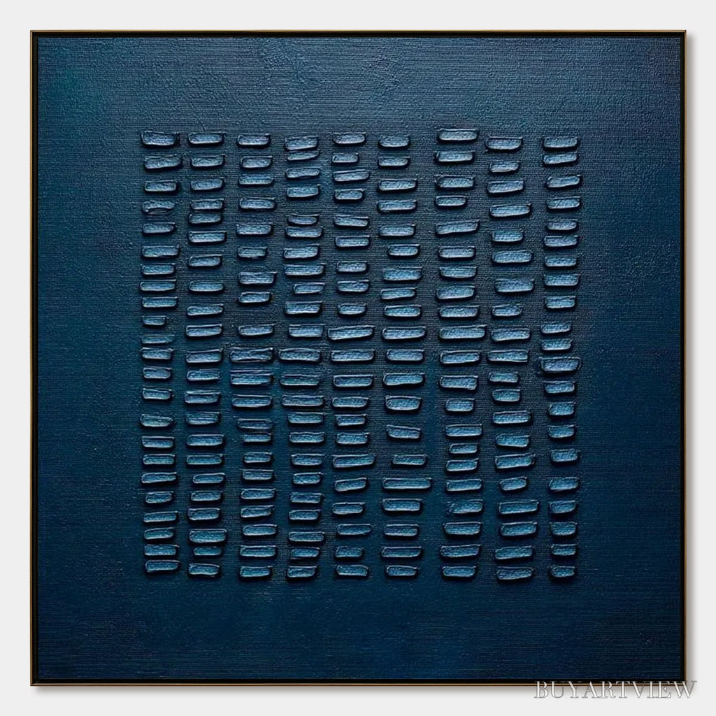 ARTOVITAS Midnight Code – Textured Minimalist Geometric Abstract Oil Painting - image 1