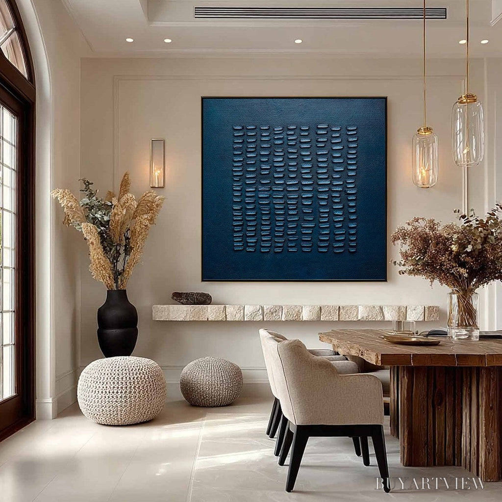 ARTOVITAS Midnight Code – Textured Minimalist Geometric Abstract Oil Painting - image 2