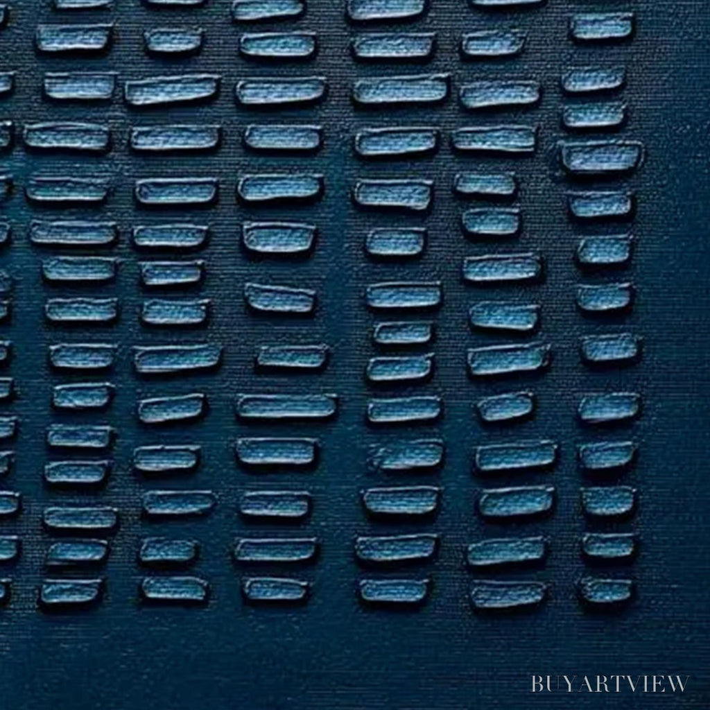 ARTOVITAS Midnight Code – Textured Minimalist Geometric Abstract Oil Painting - image 4
