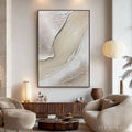 ARTOVITAS Ready to Ship | Serene Pathways – Minimalist Beige Impasto Oil - image 1