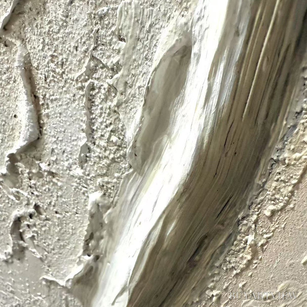 ARTOVITAS Ready to Ship | Serene Pathways – Minimalist Beige Impasto Oil - image 4