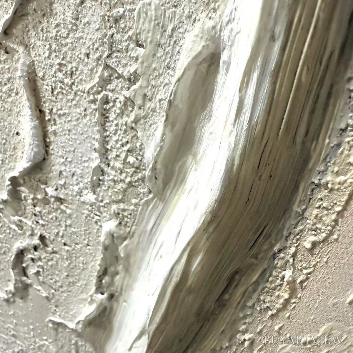 ARTOVITAS Ready to Ship | Serene Pathways – Minimalist Beige Impasto Oil - image 4
