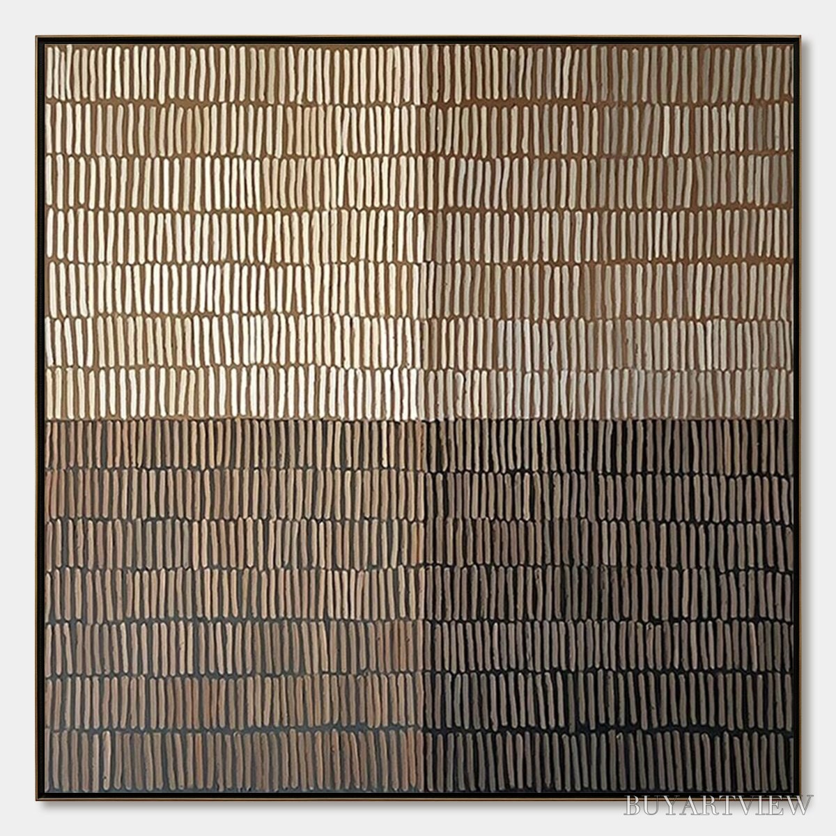 ARTOVITAS Earthen Rhythm – Minimalist Textured Beige Grid Painting - image 1
