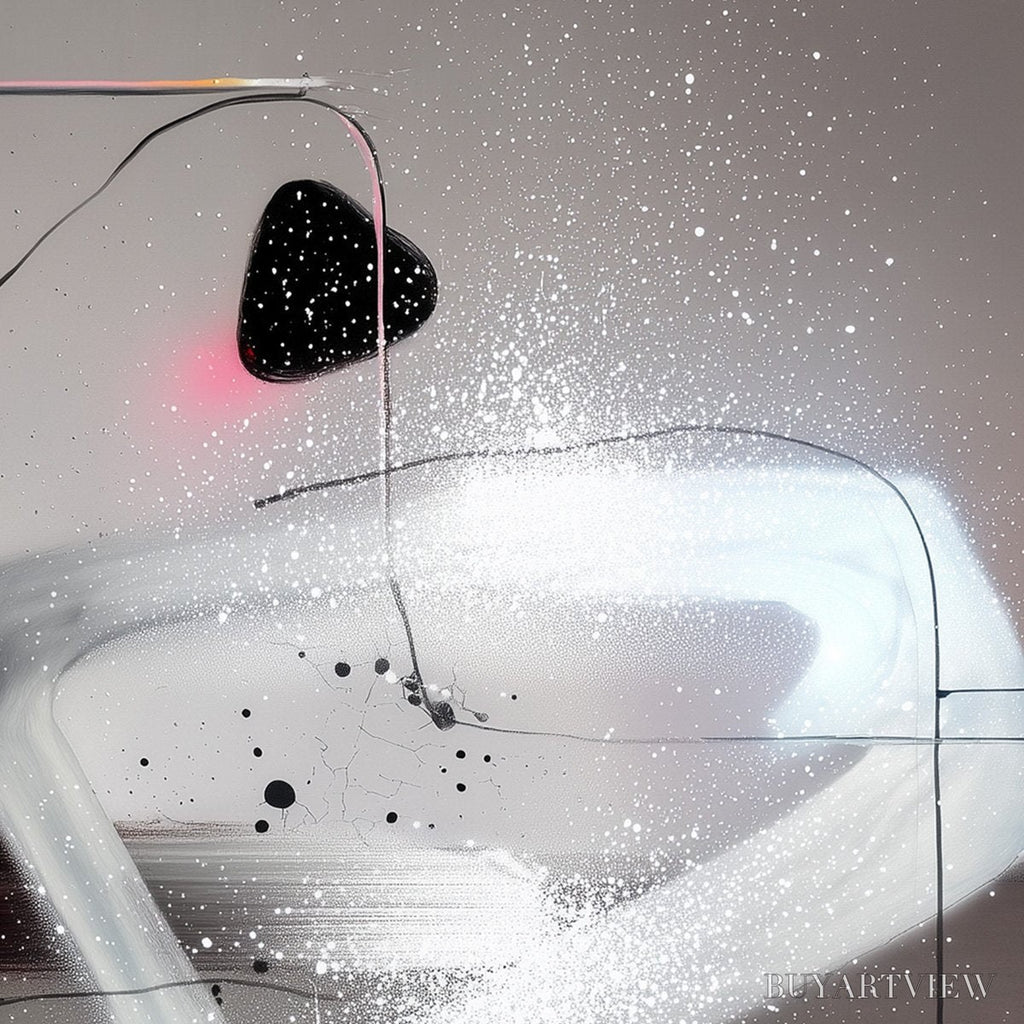 ARTOVITAS Cosmic Drift – Abstract Minimalist Oil Painting on Grey - image 4