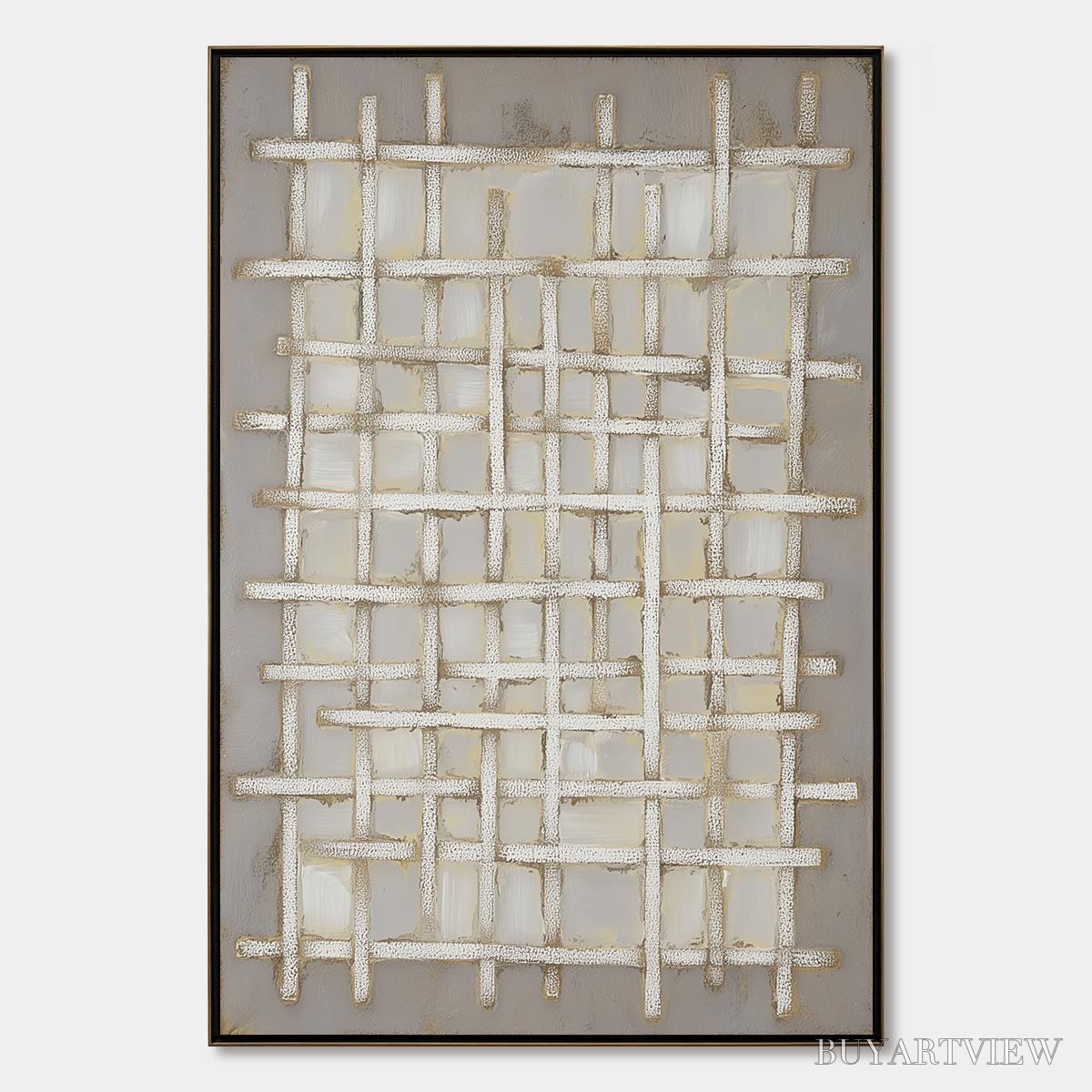 ARTOVITAS Woven Tranquility Minimalist Textured Beige Abstract Oil Painting - image 1