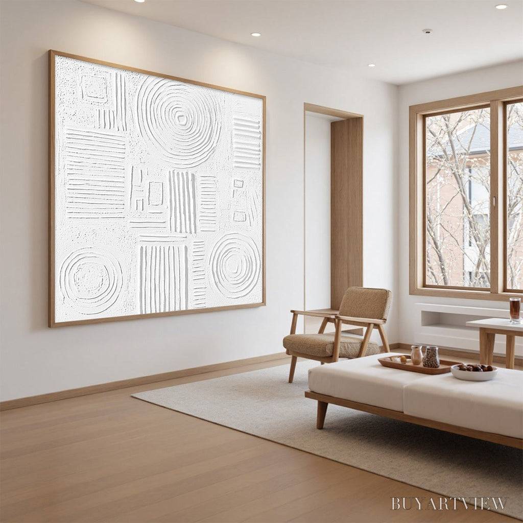ARTOVITAS White Texture Minimalist Textured Abstract Oil Painting - image 3