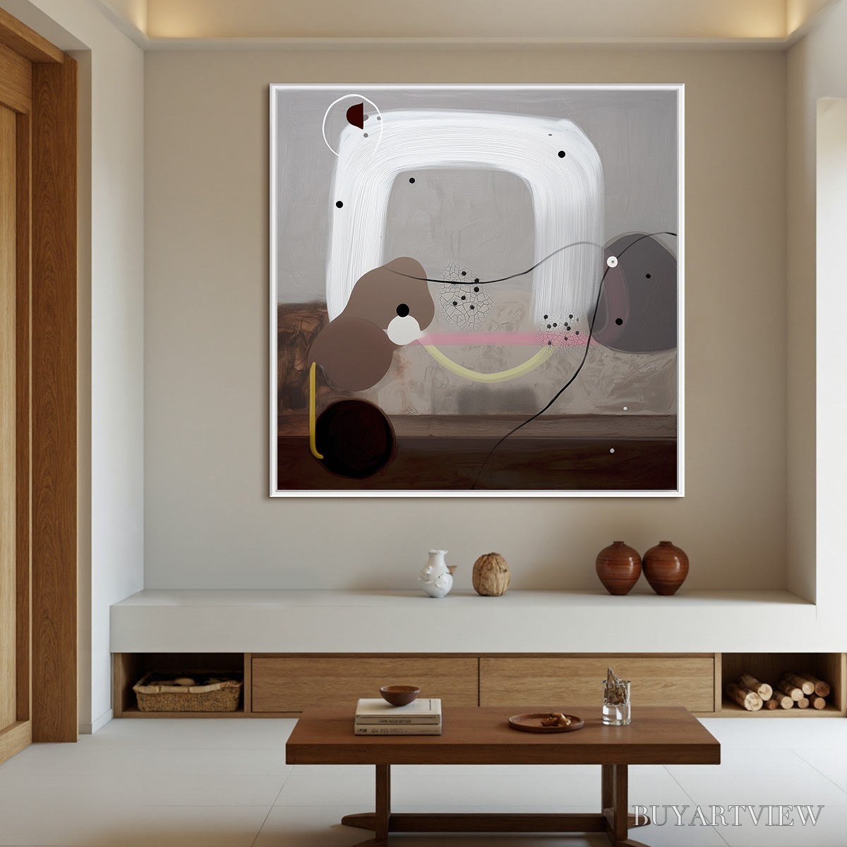 ARTOVITAS Abstract Balance – Minimalist Abstract Grey Oil Painting - image 2