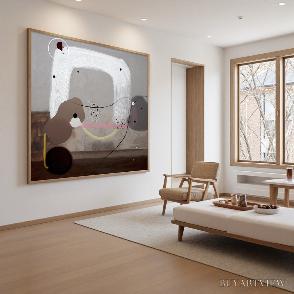 ARTOVITAS Abstract Balance – Minimalist Abstract Grey Oil Painting - image 3