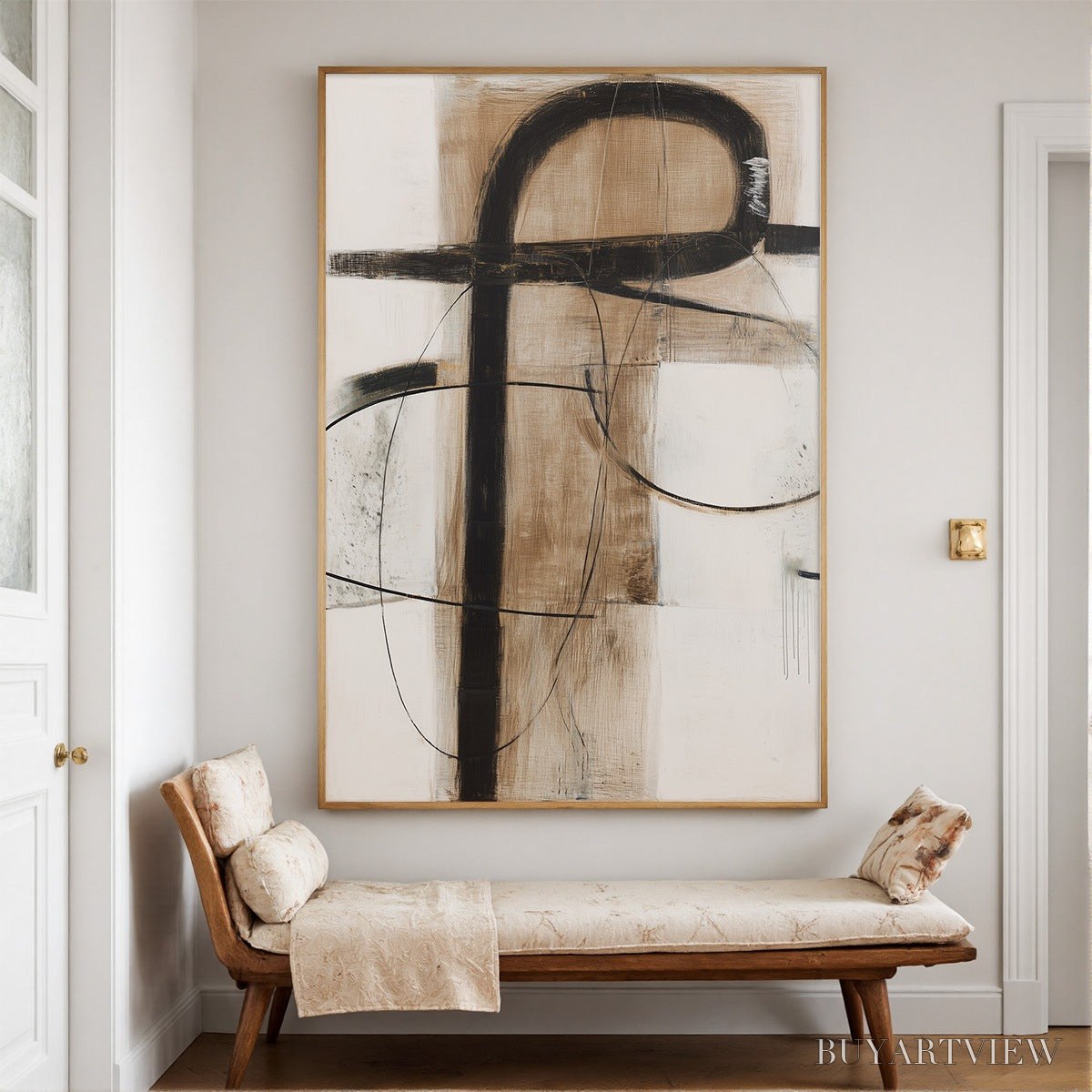 ARTOVITAS Earthy Abstract – Minimalist Abstract Oil Painting in Browns - image 2