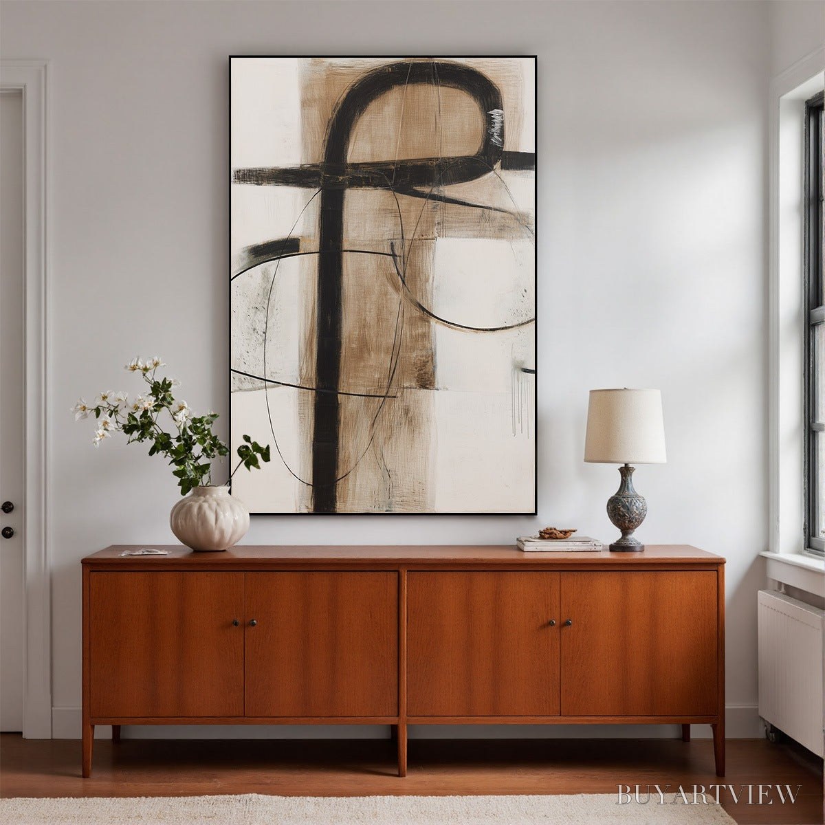 ARTOVITAS Earthy Abstract – Minimalist Abstract Oil Painting in Browns - image 4