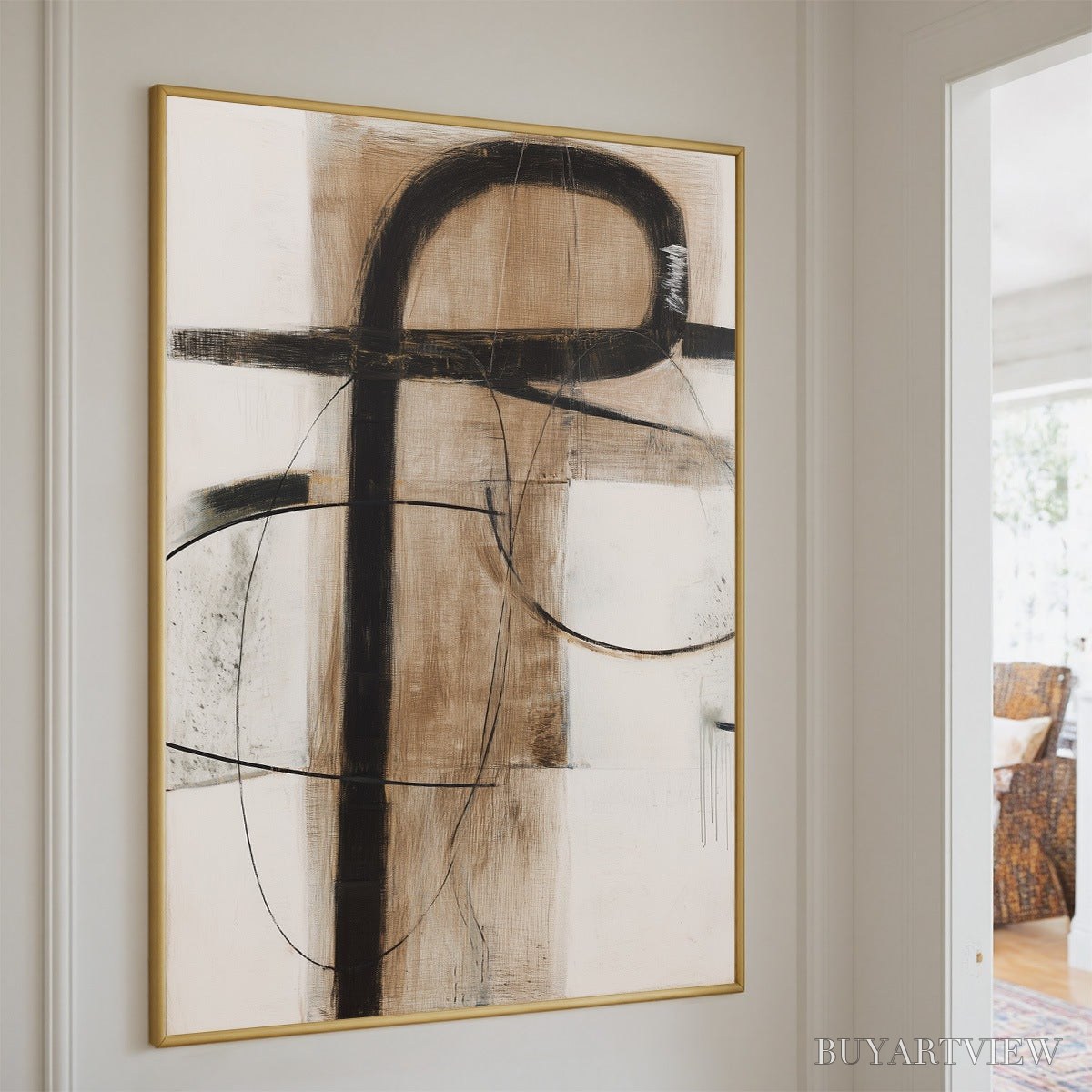 ARTOVITAS Earthy Abstract – Minimalist Abstract Oil Painting in Browns - image 5
