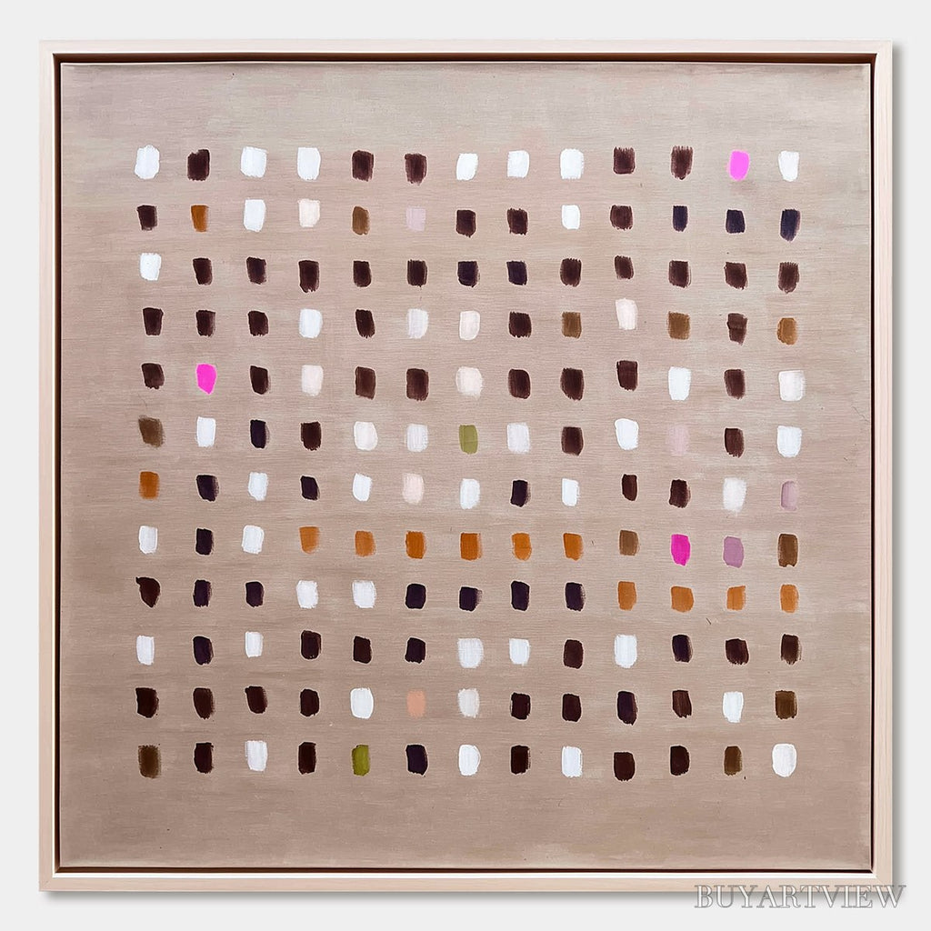 ARTOVITAS Earthen Echoes Minimalist Abstract Grid Oil Painting - image 1