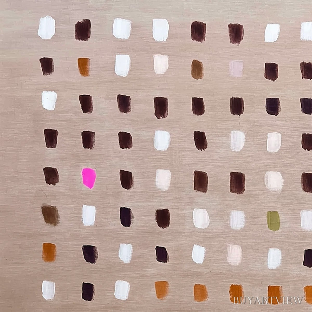 ARTOVITAS Earthen Echoes Minimalist Abstract Grid Oil Painting - image 6
