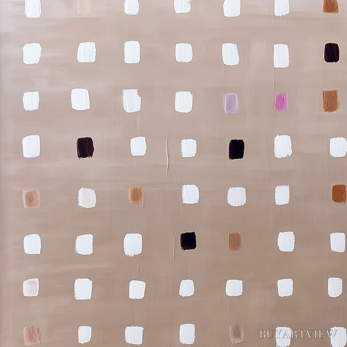 ARTOVITAS Neutral Harmony – Minimalist Abstract Grid Oil Painting - image 6