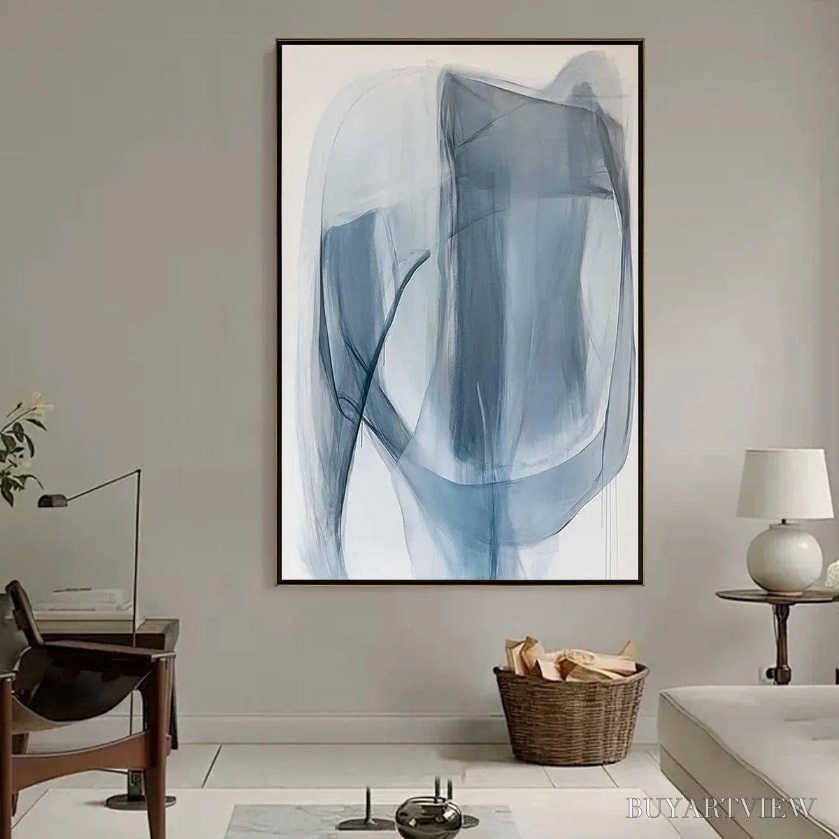 ARTOVITAS Blue Whispers – Abstract Minimalist Oil Painting - image 2