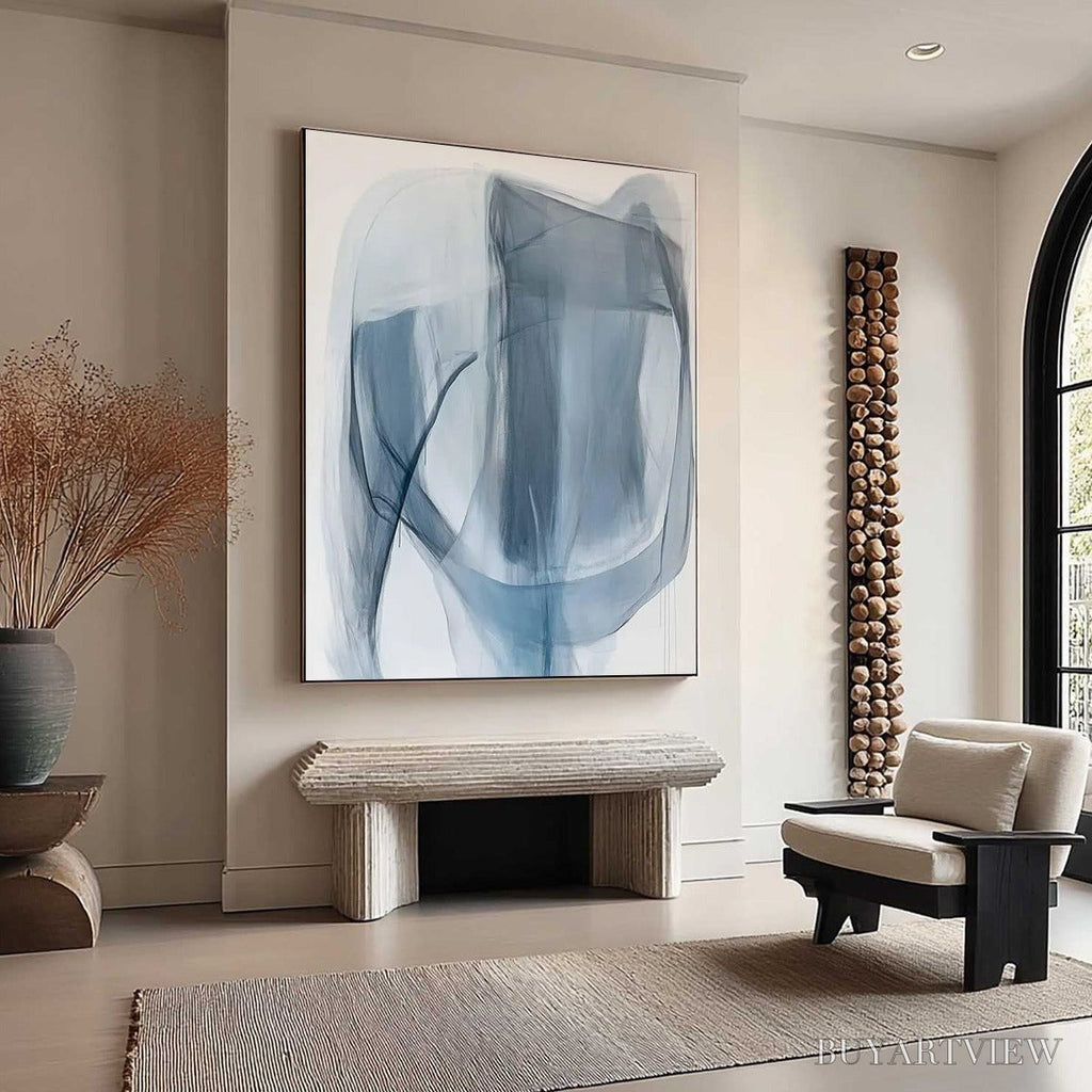 ARTOVITAS Blue Whispers – Abstract Minimalist Oil Painting - image 4