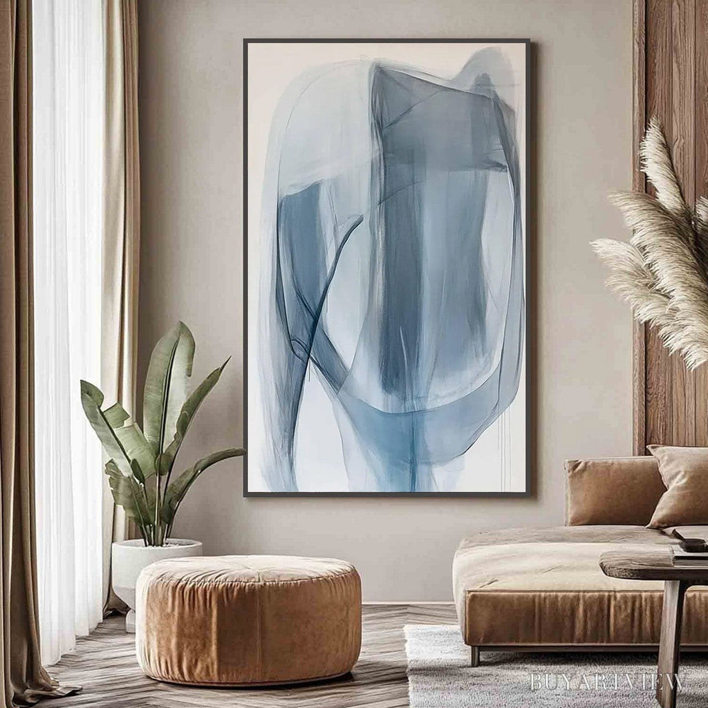 ARTOVITAS Blue Whispers – Abstract Minimalist Oil Painting - image 5