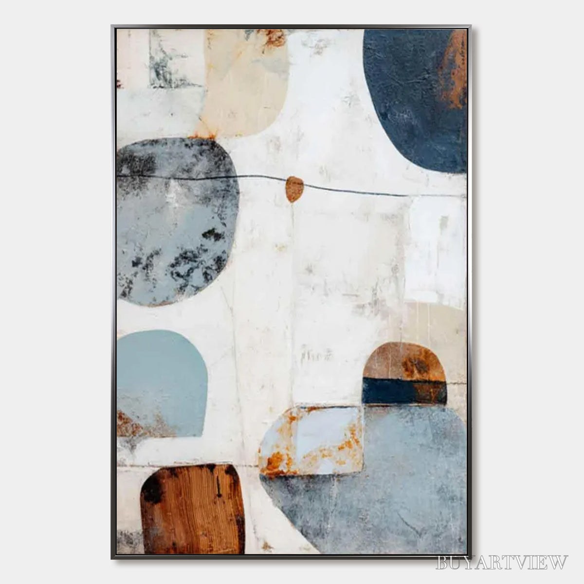 ARTOVITAS Serene Shapes – Textured Abstract Minimalist Oil Painting - image 1