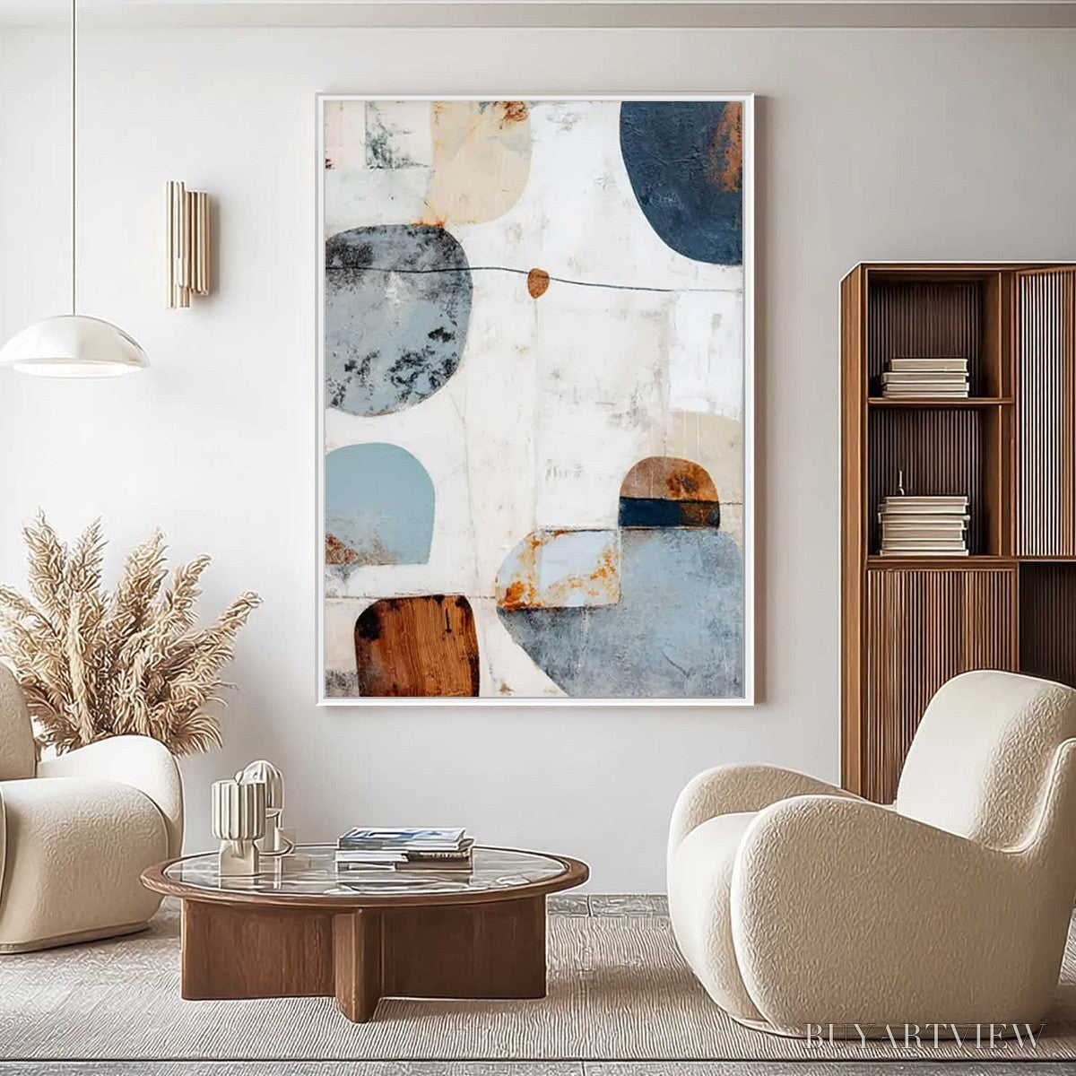 ARTOVITAS Serene Shapes – Textured Abstract Minimalist Oil Painting - image 2