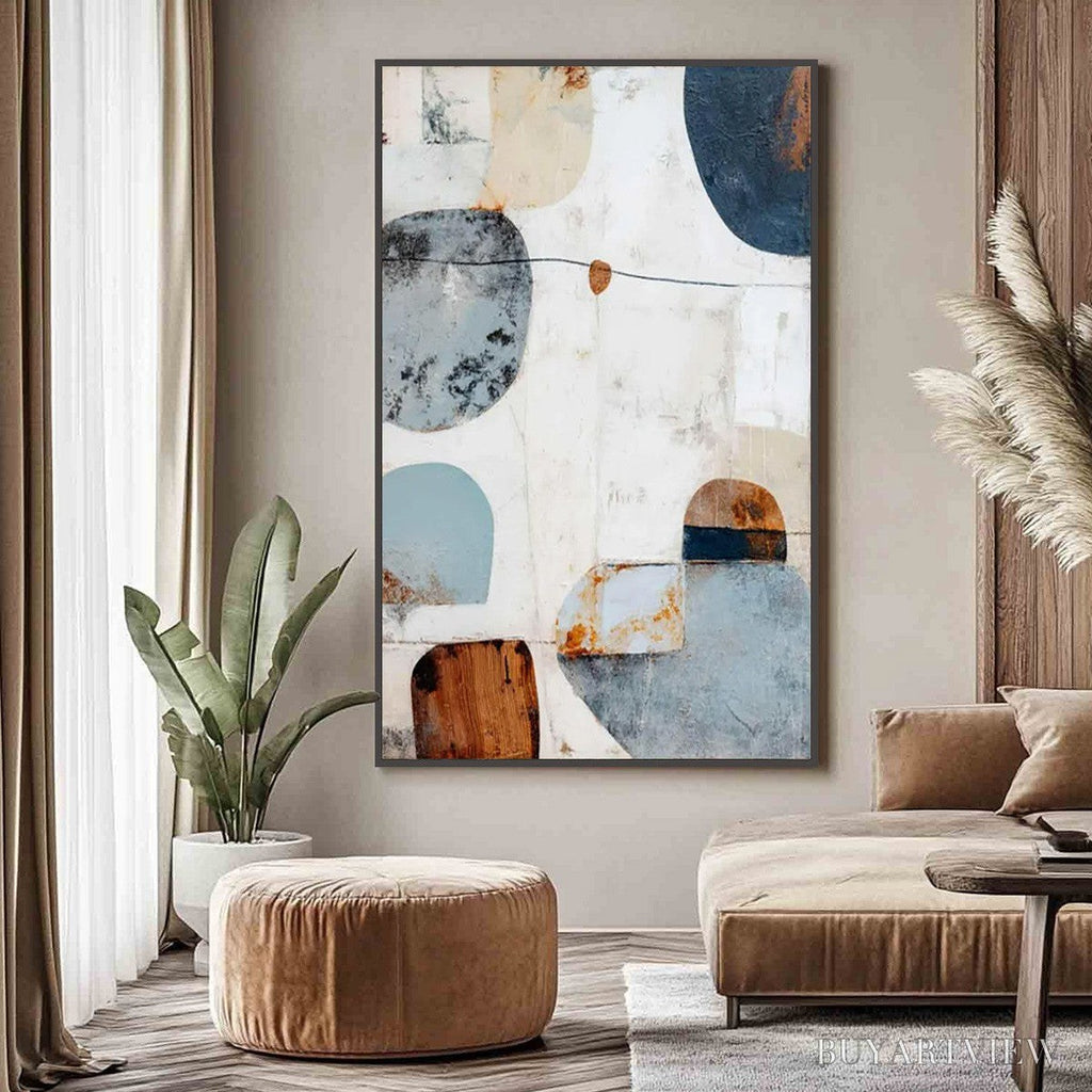 ARTOVITAS Serene Shapes – Textured Abstract Minimalist Oil Painting - image 5