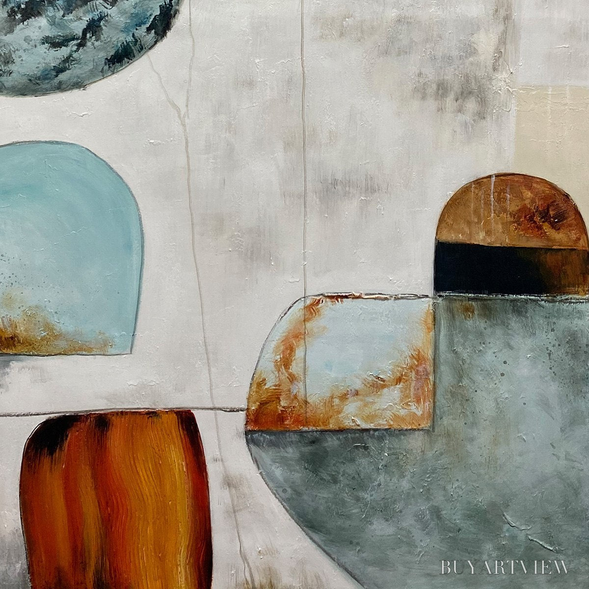 ARTOVITAS Serene Shapes – Textured Abstract Minimalist Oil Painting - image 6