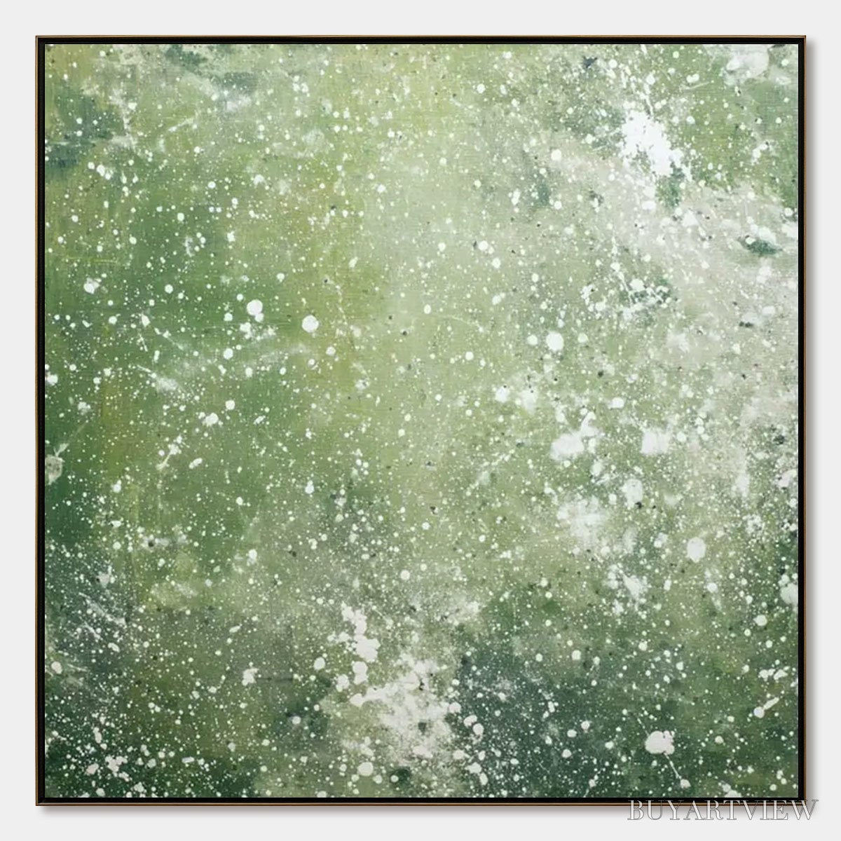 ARTOVITAS Emerald Dust – Textured Abstract Green Oil Painting - image 1