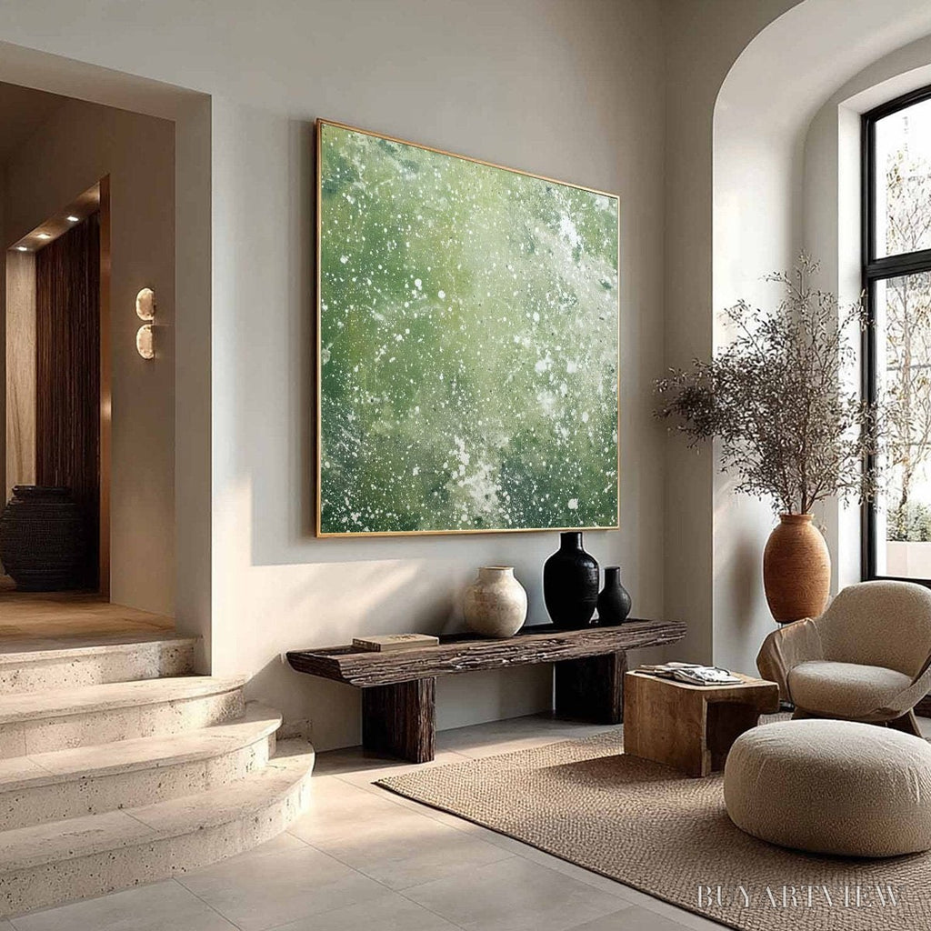 ARTOVITAS Emerald Dust – Textured Abstract Green Oil Painting - image 3