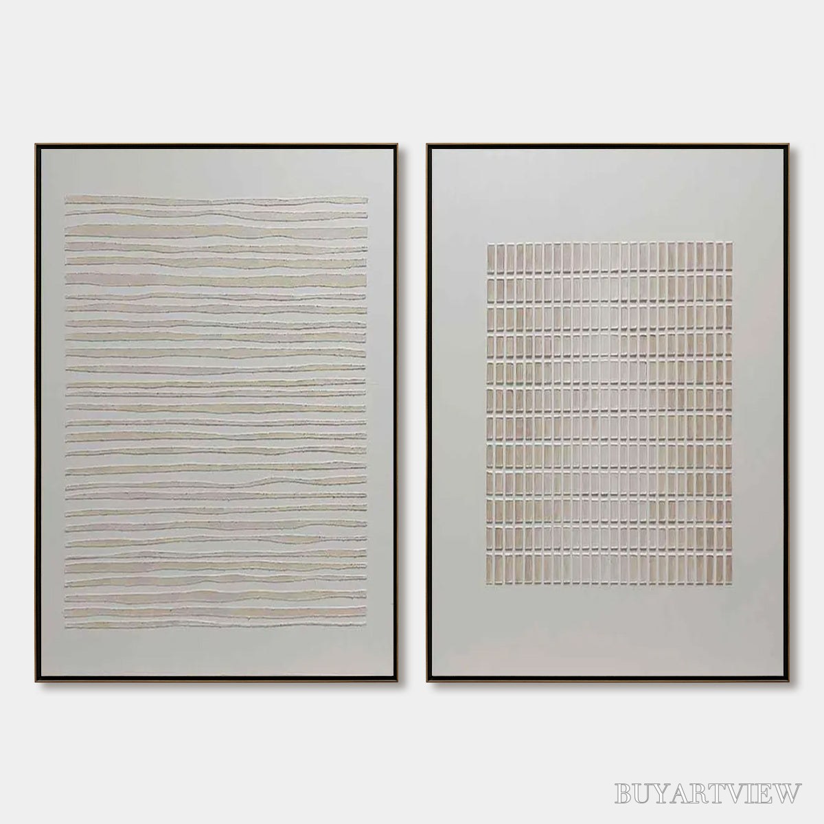 ARTOVITAS Serene Rhythms – Textured Minimalist Abstract Diptych - image 1