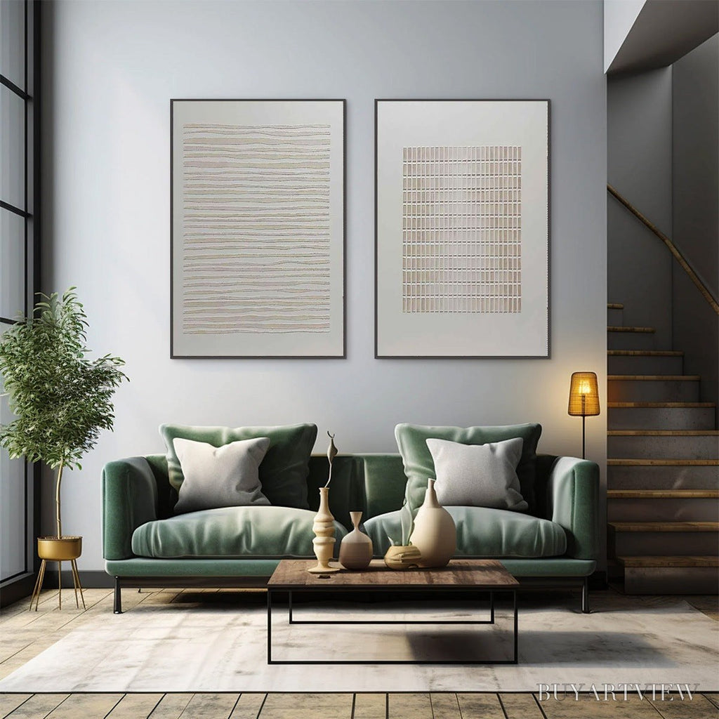 ARTOVITAS Serene Rhythms – Textured Minimalist Abstract Diptych - image 6