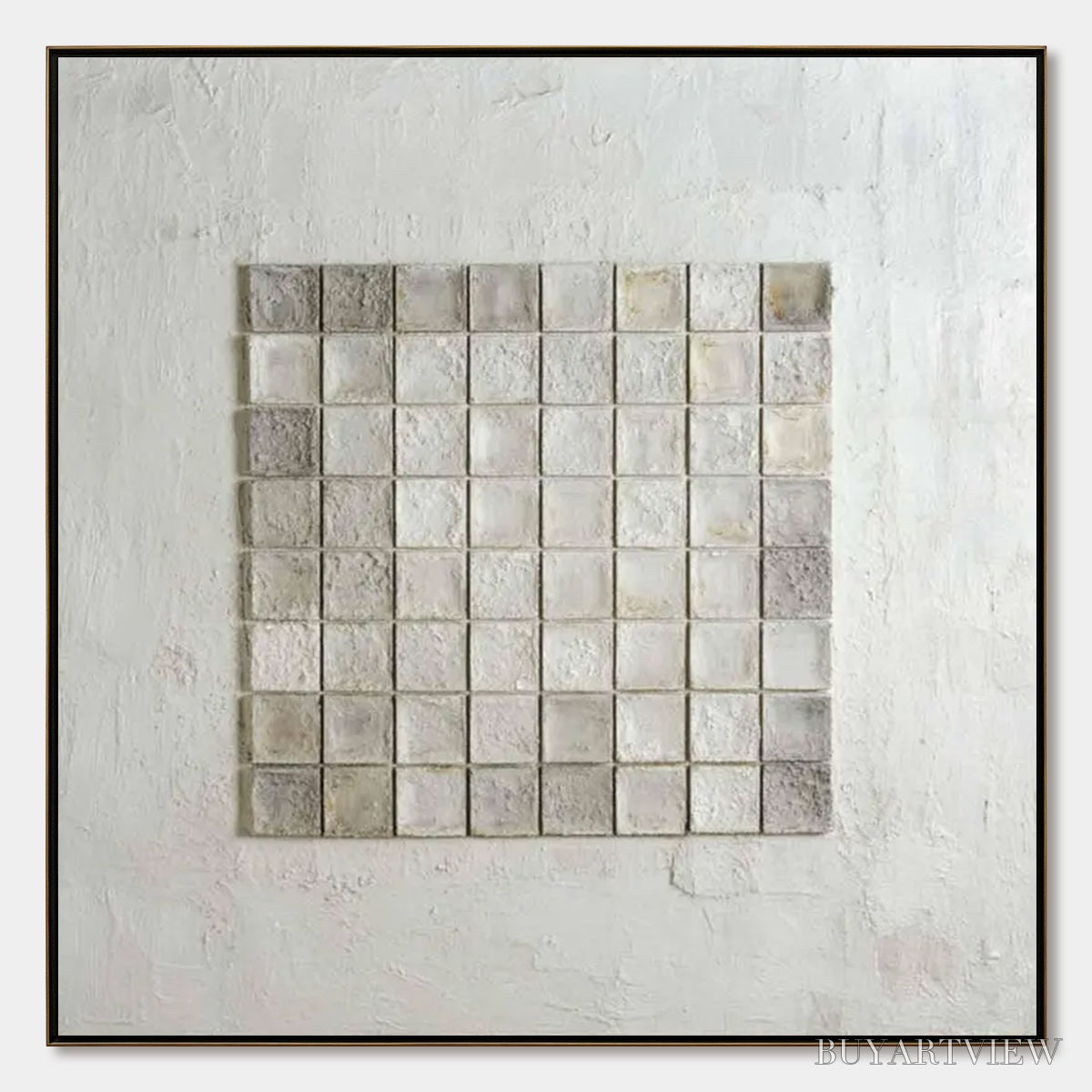 ARTOVITAS Tessellation – Textured Minimalist Abstract White Oil Painting - image 1