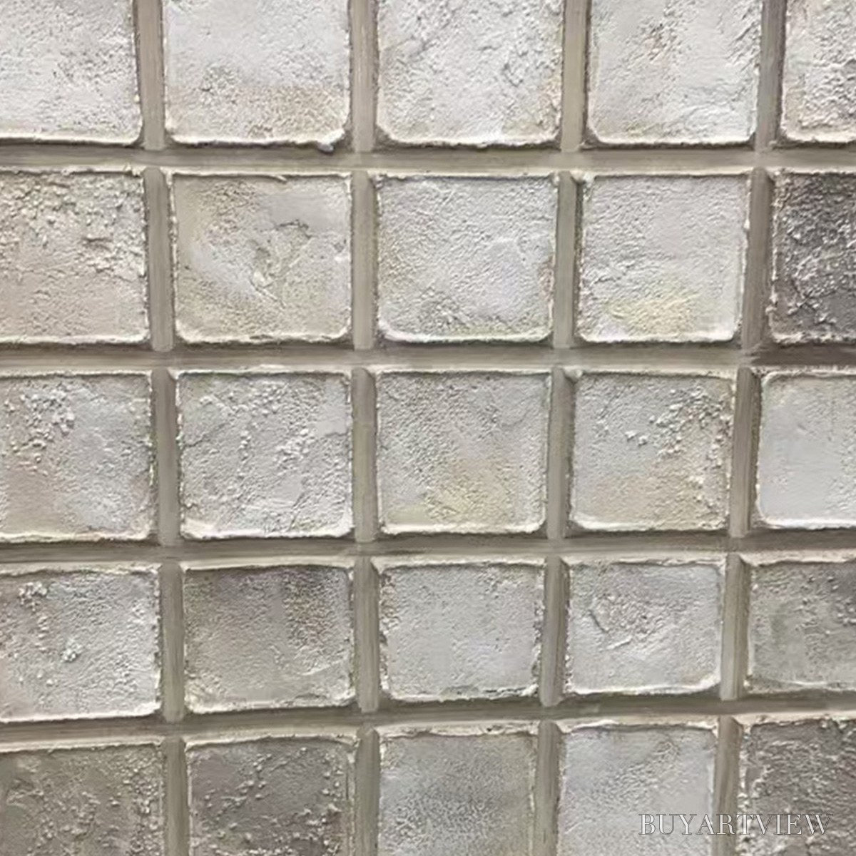 ARTOVITAS Tessellation – Textured Minimalist Abstract White Oil Painting - image 3