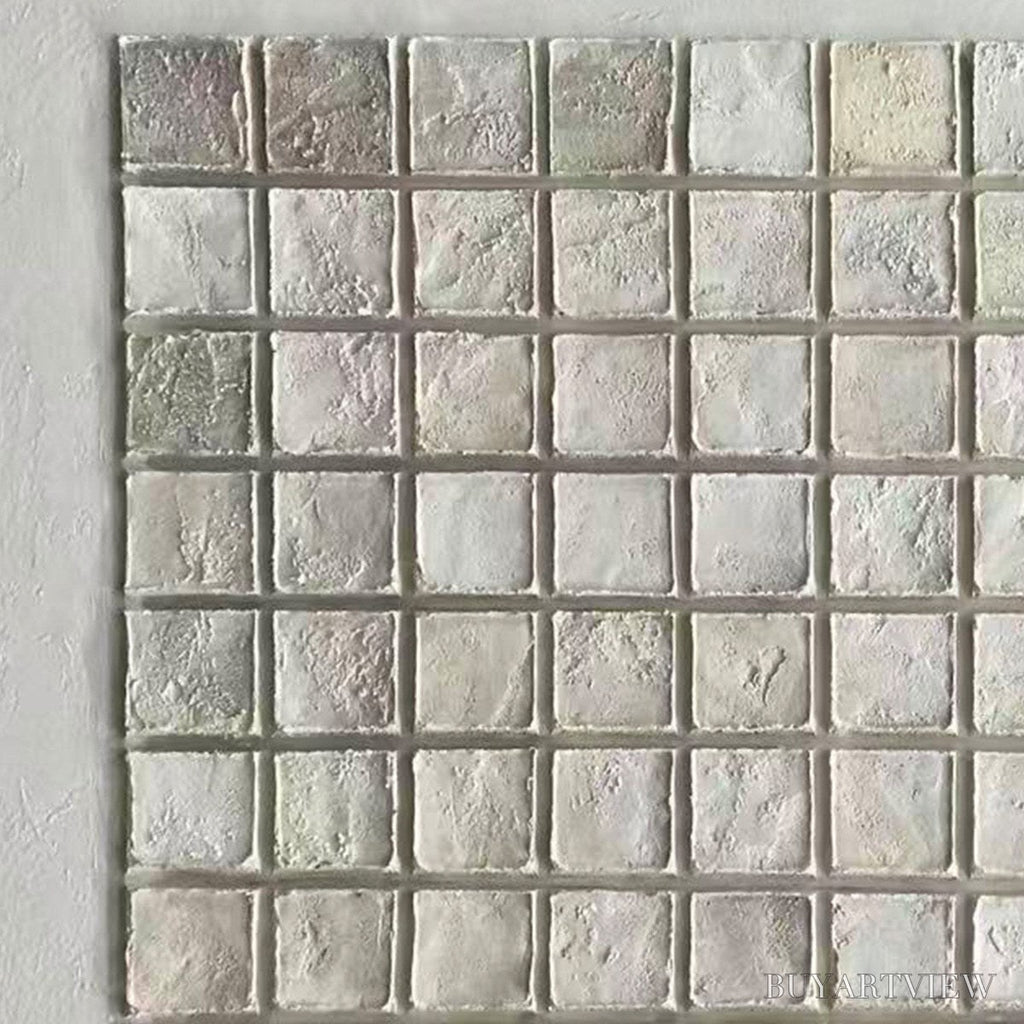 ARTOVITAS Tessellation – Textured Minimalist Abstract White Oil Painting - image 6