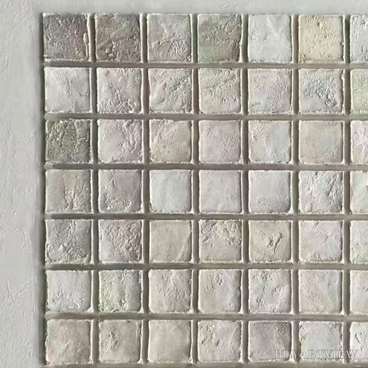 ARTOVITAS Tessellation – Textured Minimalist Abstract White Oil Painting - image 6