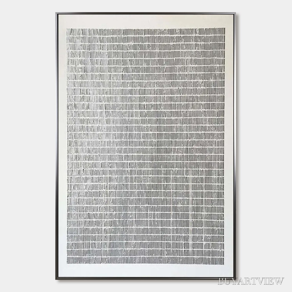 ARTOVITAS Silver Linings – Textured Minimalist Abstract Oil Painting - image 1
