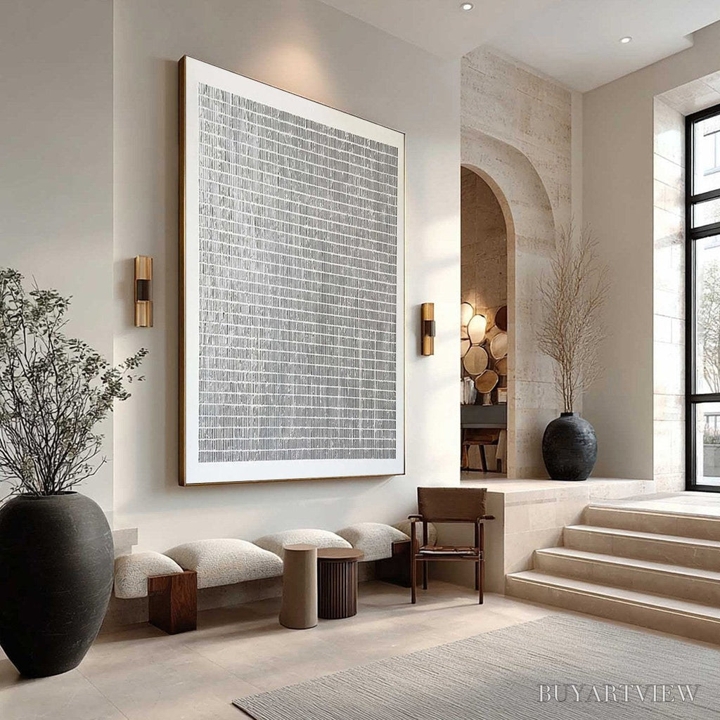 ARTOVITAS Silver Linings – Textured Minimalist Abstract Oil Painting - image 3