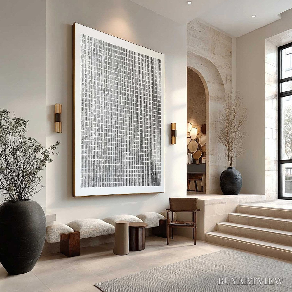 ARTOVITAS Silver Linings – Textured Minimalist Abstract Oil Painting - image 3